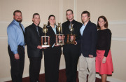 Members of the nationally ranked WVU poultry judging team are, from left: Joe Moritz, Lee Haggerty, Jenna Palmer, Adam Lassin, Wes Shortridge and Sarah Regula. 

