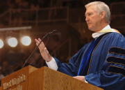 Jerry West - one of the best shooters in the history of WVU and the NBA, dubbed “Mr. Clutch” - urges WVU graduates to create goals and dreams for personal and professional success. “Protect your character, maintain your determination, bu