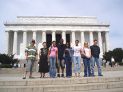 During a recent trip to Washington, D.C., WVU\'s 2006-07 McNair Scholars stopped at the Lincoln Memorial between graduate school tours. These students will be recognized at a banquet Thursday, June 29, at the Clarion Hotel Morgan. Pictured, from left