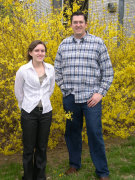 WVU graduate student Kari Thompson with Dale Karlson, an assistant professor of genetics and developmental biology