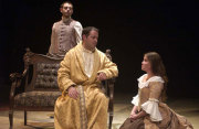 From left, WVU students Joshua Jannotta, William Hostutler and Chris Romich perform in the WVU production of “Dialogues of the Carmelites,” an opera by Francis Poulenc.