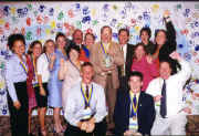 WVUs Golden Key representatives enthusiastically accept the Founders Award at the Golden Key International Conference in Los Angeles, Calif. 