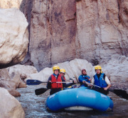 WVU students go white water rafting on the
Rio Grande during an excursion made
possible by the Student Recreation
Center\'s Outdoor Recreation Center.
Activities such as this will be available
to incoming WVU students as part of an
outdoor orie