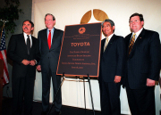 Business, government and academe came together June 18 on the campus of West Virginia University for a special announcement. Toyota Motor North America CEO and President Toshiaki \"Tag\" Taguchi, second from right, announced the establishment of