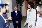 WVUs 19 new McNair Scholars got a chance to meet Carl McNair, who was the keynote speaker at their induction banquet. Shown above (left to right) are Jacqueline Bass, Gabrielle St. Leger, McNair, Sheyi Ojofeitimi and Katrina Bragg. Federally funded by a g