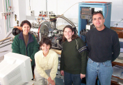WVU physics student Amy Keesee (third from left) with colleagues and mentors in a lab at the Australian National University. From left are Nancy Pritchard, Australian Academy of Sciences; Christine Charles, ANU; Keesee; and WVU physics professor Earl Scim