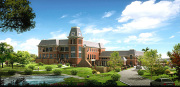 Architectural rendering of new WVU Alumni Association facility to be built on the Evansdale Campus. March-Westin has been selected as the contractor for the new 48,000 square-foot facility.