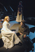 WVU acting students (from left) Cathy O\'Dell, Liza Skinner and David Menich perform in the play \"Blood Relations,\" opening at 7:30 p.m. Friday, Nov. 3, in the Gladys G. Davis Theatre at the Creative Arts Center. Skinner portrays Lizzie B