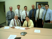 WVU\'s partnership with Advanced Carbon Technologies could put the Mountain State on the map as a global leader in carbon technology, which taps into coal for new ways of making energy sources and other byproducts. Signing a letter of intent are (sea
