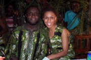 Sarah Culberson (right) spends time with her birth father, Joseph Konia Kposowa, in Bumpe, Sierra Leone. Culberson, a 1998 WVU grad who grew up in Morgantown, traveled to Africa in 2004 to meet Kposowa for the first time.
