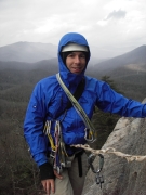 Adventure Sports program coordinator Nathan Kile ascends a rugged cliff in the mountains. The WVU professor will be teaching outdoors activities this year for students and the public.
