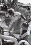 WVU students organize forms and information sheets to distribute in hurricane-ravaged neighborhoods in Florida during Thanksgiving 2005. Residents were required to fill out the forms to request money for their immediate needs. The hurricane relief trip is