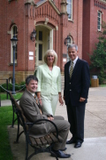 Laura and James Walker (standing), both graduates of WVU, are giving back to their alma mater by creating an endowment to help fund the new Civil War Studies Program at the University. Seated is Peter Carmichael, the Eberly Professor of Civil War Studies.