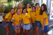 Sorority members model their \"Meet the Greeks\" T-shirts during last year\'s \"meet and greet\" at WVU.