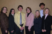 A team of WVU marketing seniors impressed officials during their presentation at the American Library Association mid-winter conference in Philadelphia. Pictured (from left) are Frances O\'Brien, dean of the WVU Libraries; Angela Julien, marketing se