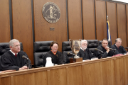 The West Virginia Supreme Court of Appeals will come calling at WVU\'s College of Law Tuesday (March 11) to hear cases and preside over the college\'s annual George C. Baker Cup moot court competition for second year law students. Shown here is 