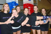 Maria Sylvester, a student in WVU\'s five-year teacher education program, gets a lift from her classmates (from left): Danielle DeCarolis, Lauren Moyers, Sarah Sluss, Mary Erndl and Amanda Hogan. Sylvester of Charleston was diagnosed with Hodgkin\&#0