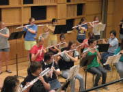 Students perform during the WVU Flute Camp at the Creative Arts Center. The University\ 's Community Arts Program is now taking registration for this summer\'s camp. The program includes master classes; small group lessons; tone, technique, music 