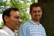 WVU grad Ebrahim Sabbagh (right) conducted electromagnetic research with physics professor, Wathiq Abdul-Razzaq (left). Sabbagh completed his bachelor\'s degree in biology with honors in just three years. He plans to become a physician.

