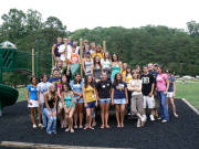 A large group of WVU students gather together during a Mountaineer Parents Club Kanawha County Summer Send-off. The Mountaineer Parents Club hosts send-offs across the United States. The events provide members an opportunity to meet other WVU students, pa