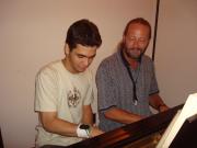 Nathan Strasser\'s adviser, Paul Scea, right, works with numerous WVU students in and out of the classroom. Scea is an associate professor and director of jazz studies at WVU.