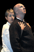 WVU theatre professors Denice Burbach and Lee Blair perform in the Christopher Shinn play "Dying City," which opens Friday, Sept. 12, in the Gladys G. Davis Theatre of the Creative Arts Center. Set in a spare downtown Manhattan apartment after d