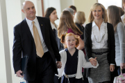 WVU President-elect James P. Clements, daughter Grace and wife Beth are proud to be part of the WVU family.