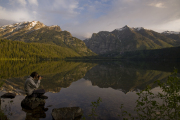 A student photographs scenery as part of WVU's annual summer photography workshop.