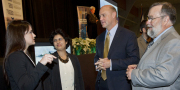 WVU Alumna Elaine McMillion, Professor Shikha Sharma, WVU President Jim Clements and Dr. Larry Rhodes speak at the Capital Classic Luncheon in Charleston, W.Va.