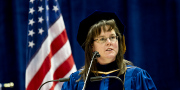 WVU trauma surgeon Dr. Alison Wilson spoke to the December graduates about the challenges and joys ahead.