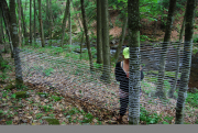 Jessica Brobst working on installation at Seneca Creek