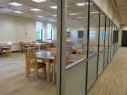 The quiet-study room provides students with a distraction-free environment to concentrate on studying or writing a paper. It has seating for 46 people.