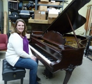 WVU doctoral piano student Sheila Barnhart plays the Ruth Ostrow Steinway. 