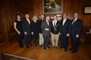Sara Smith, WVU associate vice president for state and corporate relations; Jim Dailey, chariman of the WVU Board of Governors; First Lady of West Virginia Joanne Tomblin; WVU graduate Michael Powell; WVU President E. Gordon Gee;