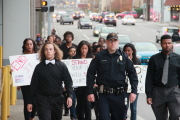 WVU students march to remember the death of Trayvon Martin.