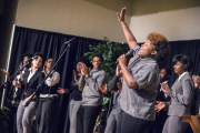 Kimelle Ash, a history major from Willingboro, N.J., performs with the Paul Robeson Mahalia Jackson Gospel Choir.