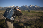 Student photographing Grand Tetons