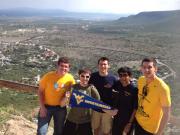 A group of WVU students pose atop Pe�a de Bernal, the highest monolith in the Western Hemisphere, located in Queretaro, Mexico (from left) Manuel Maldonado, Bhishek Singh, Brian Bacza, Eduardo Puig (a local Mexican student) and Dillon Carden