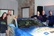 Journalism student Chelsea Betts and faculty members Andrew Nix, Jeffrey Carver, Scott Wayne and Yaser Fallah attended the press conference to announce the participants in the Department of Energy's EcoCAR3 competition