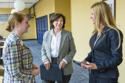 (l-r) American Heart Association representative Valerie Grimes, WVU Vice President for Human Resources Margie Phillips and WVU Wellness Program Manager Kimberly Zaph at the award presentation.
