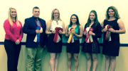 Pictured, left to right, WVU Livestock Team Coach Taylor Harrison and members Robby Currey, Annaliese Henderson, Amanda Kline, Sami Fabian, and Shawnda Rhodes.