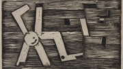 Werner Drewes (American, b. Germany, 1899-1985)  "It Can't Happen Here," 1943 1/XXXV, linoleum-block printing on paper, 6 x 10 � inches Art Museum of WVU collection Gift of Harvey and Jennifer Peyton