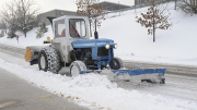 Clearing snow on WVU campus